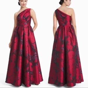 Carmen Marc Valvo Infusion One Shoulder Ball Gown Red/Purple size